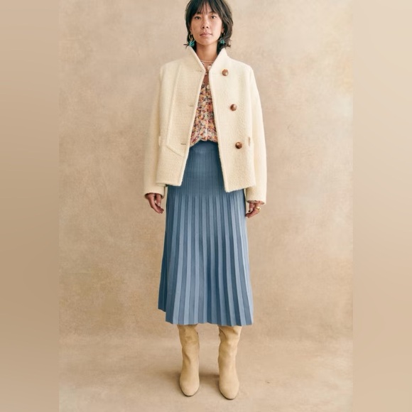 NEW Sezane Leonine Midi Skirt in Ice Blue | size XS - Picture 3 of 6